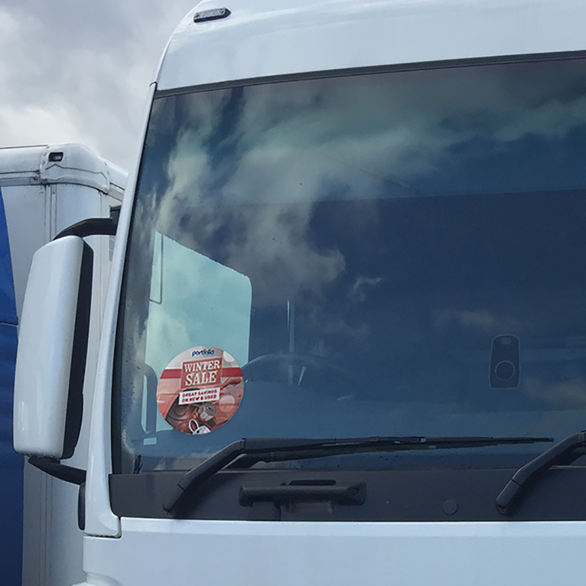 Large Circular Printed Windscreen Graphics for Trucks