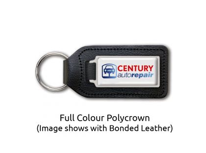 Large Bonded Leather Key Fob with Full Colour Medallion