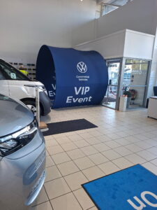 VW Commercial Vehicles VIP Event tunnel inside Lookers showroom